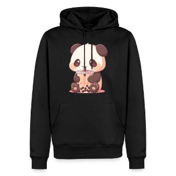 Kawaii Panda trinkt Boba Bubble Tea Chibi - Männer Premium Bio Hoodie - Schwarz - Vorne - Nico (187cm)