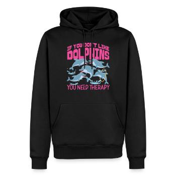 Dauphin si vous n’aimez pas les dauphins - Sweat à capuche Premium bio Homme - noir - Devant - Nico (187cm)