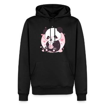Kawaii Panda trinkt Boba Bubble Tea Chibi - Männer Premium Bio Hoodie - Schwarz - Vorne - Nico (187cm)