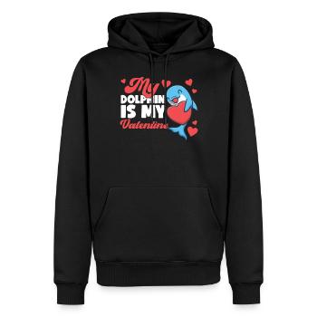 Dauphin Saint Valentin Mon Dauphin - Sweat à capuche Premium bio Homme - noir - Devant - Nico (187cm)