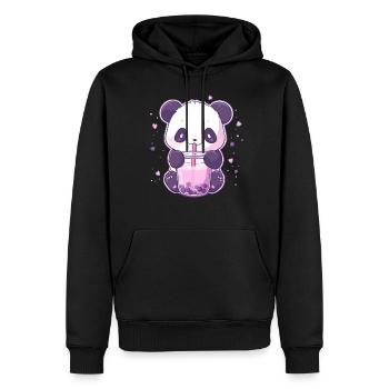 Kawaii Panda trinkt Boba Bubble Tea Chibi - Männer Premium Bio Hoodie - Schwarz - Vorne - Nico (187cm)