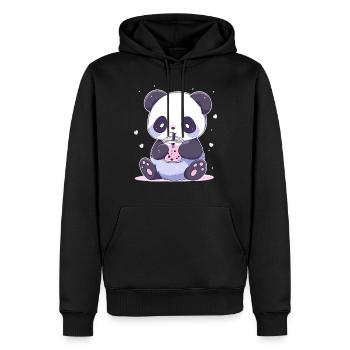 Kawaii Panda trinkt Boba Bubble Tea Chibi - Männer Premium Bio Hoodie - Schwarz - Vorne - Nico (187cm)