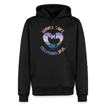 Dolphin Sorry. Cant. Dolphins. - Männer Premium Bio Hoodie - Schwarz - Vorne - Nico (187cm)