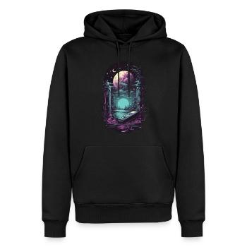 Gothique Vaporwave mysticisme obscurité oeuvre - Sweat à capuche Premium bio Homme - noir - Devant - Nico (187cm)