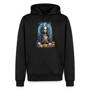 Crâne gothique pastel Dia de Muertos Design - Sweat à capuche Premium bio Homme - noir - Devant - Nico (187cm)