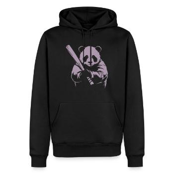 Minimalistische Panda Baseballspieler Silhouette - - Männer Premium Bio Hoodie - Schwarz - Vorne - Nico (187cm)