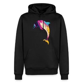 Dolphin - Männer Premium Bio Hoodie - Schwarz - Vorne - Nico (187cm)