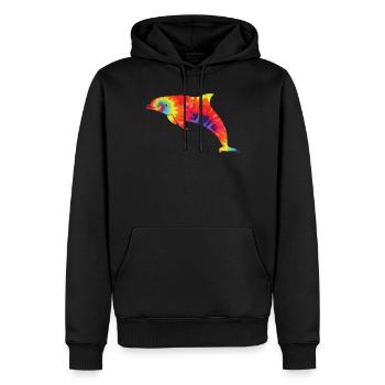 Dolphin Tie Dye - Männer Premium Bio Hoodie - Schwarz - Vorne - Nico (187cm)