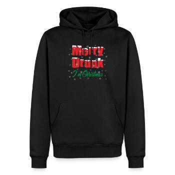 Merry drunk i m Christmas frohe Weihnachten - Männer Premium Bio Hoodie - Schwarz - Vorne - Nico (187cm)