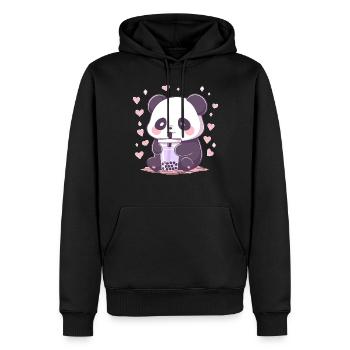 Kawaii Panda trinkt Boba Bubble Tea Chibi - Männer Premium Bio Hoodie - Schwarz - Vorne - Nico (187cm)