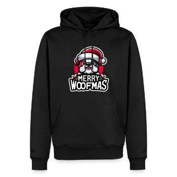 Chien de Noël Merry Woofmas Bouledogue de Noël - Sweat à capuche Premium bio Homme - noir - Devant - Nico (187cm)