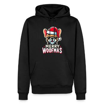 Chien de Noël Joyeux Woofmas Noël - Sweat à capuche Premium bio Homme - noir - Devant - Nico (187cm)