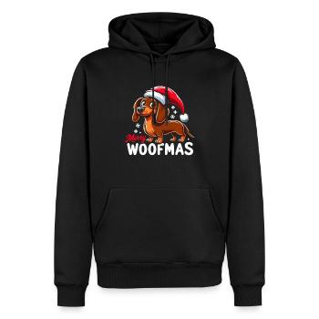 Weihnachtshund Merry Woofmas Weihnachtsdackel - Männer Premium Bio Hoodie - Schwarz - Vorne - Nico (187cm)