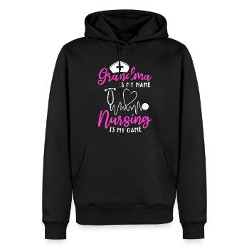 Grand-mère est mon nom L’allaitement est mon jeu - Grand-mère Nu - Sweat à capuche Premium bio Homme - noir - Devant - Nico (187cm)