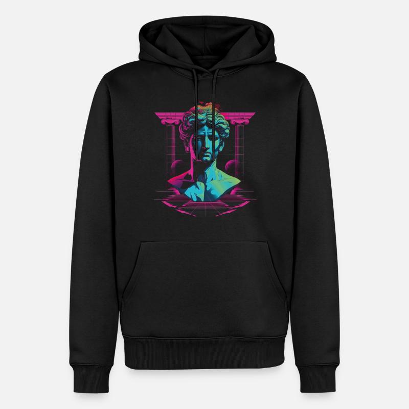 80er Klassische griechische statue Synthwave - Männer Premium Bio Hoodie - Schwarz