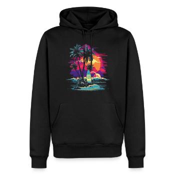 80er Vaporwave Strand Kalifornien Retro Ozean - Männer Premium Bio Hoodie - Schwarz - Vorne - Nico (187cm)