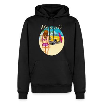 HAWAII - Männer Premium Bio Hoodie - Schwarz - Vorne - Nico (187cm)