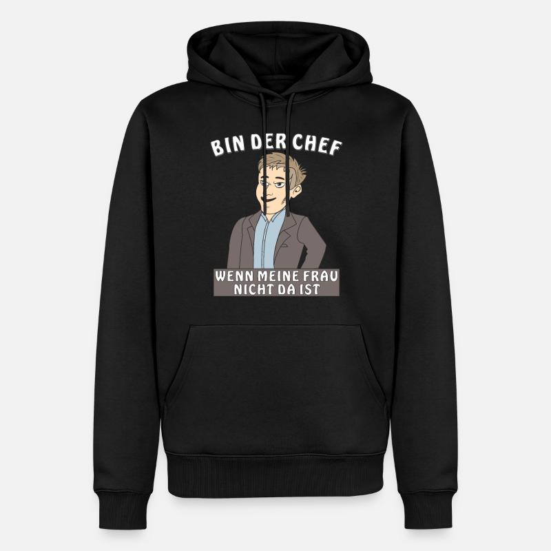MANN BIN DER CHEF - Männer Premium Bio Hoodie - Schwarz