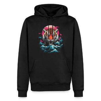 Clair De Lune, Tigre, Chinois, Japonais, Chine - Sweat à capuche Premium bio Homme - noir - Devant - Nico (187cm)