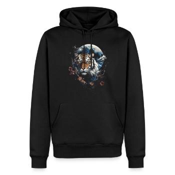 Clair De Lune, Tigre, Chinois, Japonais, Chine - Sweat à capuche Premium bio Homme - noir - Devant - Nico (187cm)