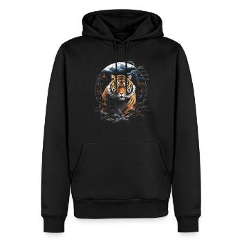 Clair De Lune, Tigre, Chinois, Japonais, Chine - Sweat à capuche Premium bio Homme - noir - Devant - Nico (187cm)