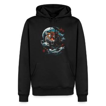 Clair De Lune, Tigre, Chinois, Japonais, Chine - Sweat à capuche Premium bio Homme - noir - Devant - Nico (187cm)