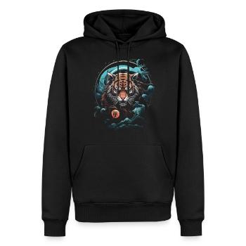 Clair De Lune, Tigre, Chinois, Japonais, Chine - Sweat à capuche Premium bio Homme - noir - Devant - Nico (187cm)