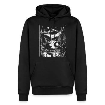 Invasion Meme Retro Alien UFO Selfie - Männer Premium Bio Hoodie - Schwarz - Vorne - Nico (187cm)