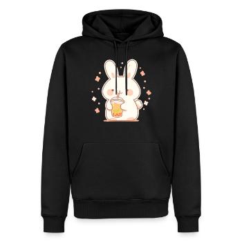Kawaii Hase trinkt Boba Bubble Tea Chibi - Männer Premium Bio Hoodie - Schwarz - Vorne - Nico (187cm)