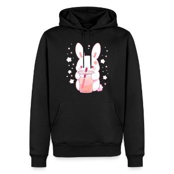 Kawaii Hase trinkt Boba Bubble Tea Chibi - Männer Premium Bio Hoodie - Schwarz - Vorne - Nico (187cm)