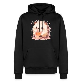Kawaii Hérisson Boissons Boba Bubble Tea Chibi - Sweat à capuche Premium bio Homme - noir - Devant - Nico (187cm)