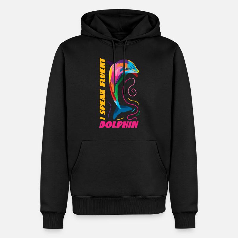 Dolphin I Speak Fluent Dolphin - Männer Premium Bio Hoodie - Schwarz