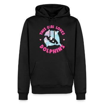 Dolphin This Girl Loves Dolphins - Männer Premium Bio Hoodie - Schwarz - Vorne - Nico (187cm)