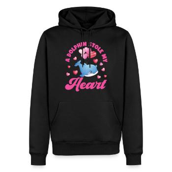 Dauphin Saint Valentin Un Dauphin - Sweat à capuche Premium bio Homme - noir - Devant - Nico (187cm)