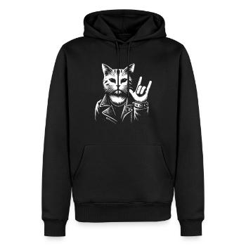 ILY Cat ASL Geste de la main Perte auditive sourde - Sweat à capuche Premium bio Homme - noir - Devant - Nico (187cm)