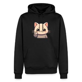 ILY Cat ASL Geste de la main Perte auditive sourde - Sweat à capuche Premium bio Homme - noir - Devant - Nico (187cm)