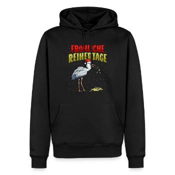Cigogne de Noël vomir Happy Heron Days - Sweat à capuche Premium bio Homme - noir - Devant - Nico (187cm)