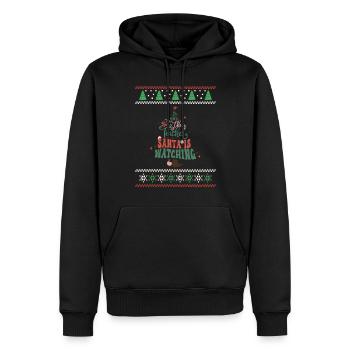 Be nice to the Teacher Retro Groovy Christmas Xmas - Männer Premium Bio Hoodie - Schwarz - Vorne - Nico (187cm)