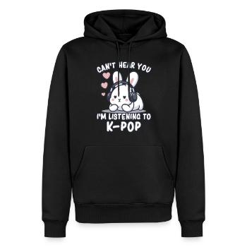 K-Pop KPop Lapin de musique coréenne - Sweat à capuche Premium bio Homme - noir - Devant - Nico (187cm)