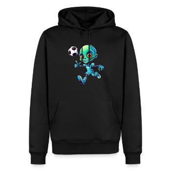 Joueur de football extraterrestre style de dessin animé - Sweat à capuche Premium bio Homme - noir - Devant - Nico (187cm)