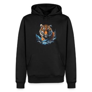 Majestic Tiger Wilderness Wild Powerful - Men’s Premium Organic Hoodie - black - Front - Nico (187cm)