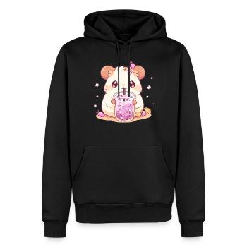Kawaii Hamster trinkt Boba Bubble Tea Chibi - Männer Premium Bio Hoodie - Schwarz - Vorne - Nico (187cm)