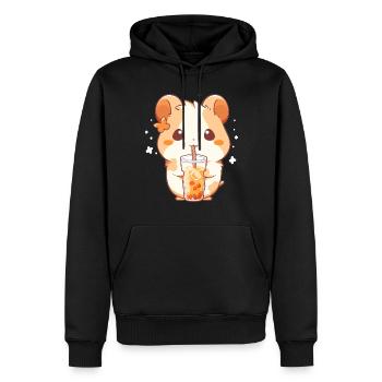 Kawaii Hamster trinkt Boba Bubble Tea Chibi - Männer Premium Bio Hoodie - Schwarz - Vorne - Nico (187cm)