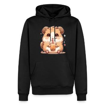 Kawaii Hamster trinkt Boba Bubble Tea Chibi - Männer Premium Bio Hoodie - Schwarz - Vorne - Nico (187cm)