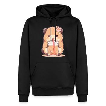 Kawaii Hamster trinkt Boba Bubble Tea Chibi - Männer Premium Bio Hoodie - Schwarz - Vorne - Nico (187cm)