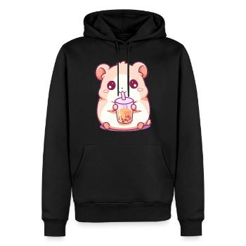 Kawaii Hamster trinkt Boba Bubble Tea Chibi - Männer Premium Bio Hoodie - Schwarz - Vorne - Nico (187cm)