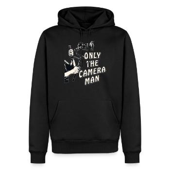 ONLY THE CAMERAMAN - Männer Premium Bio Hoodie - Schwarz - Vorne - Nico (187cm)