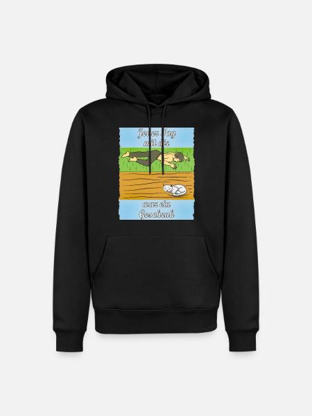 MENSCH TRAURIG KATZE - Männer Premium Bio Hoodie - Schwarz