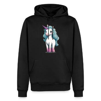 Süßes ausgefallenes Einhorn | Fantasie und Magie - Männer Premium Bio Hoodie - Schwarz - Vorne - Nico (187cm)