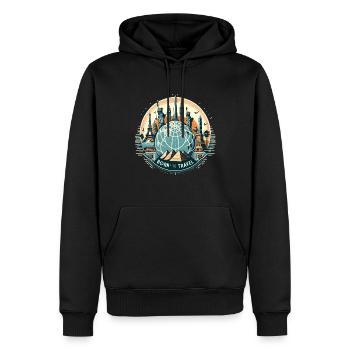 Born To Travel Reise Reisen Reiseurlaub Travel - Männer Premium Bio Hoodie - Schwarz - Vorne - Nico (187cm)